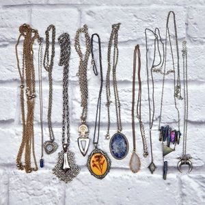 Over 10 Necklaces, Long, boho, crystal & vintage